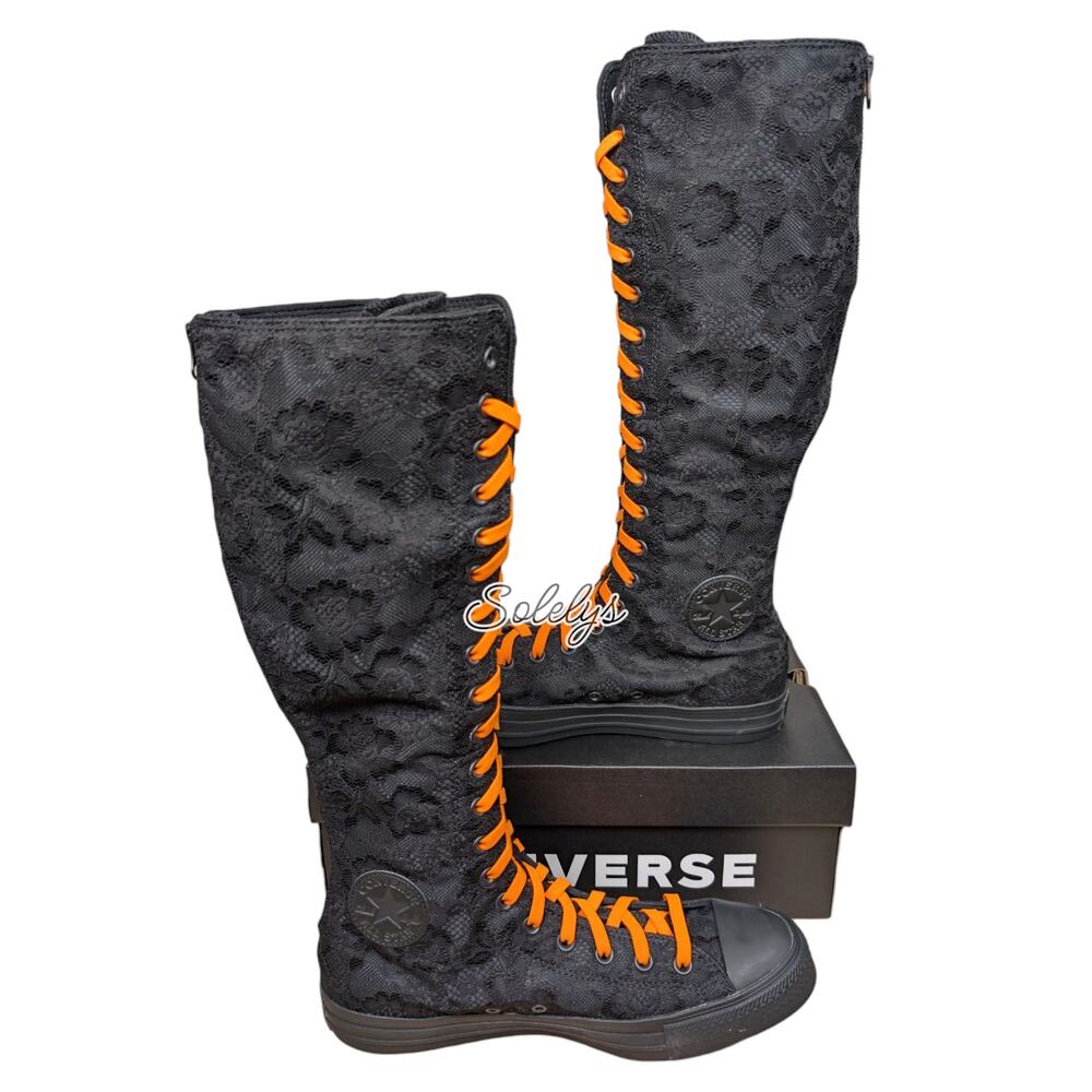 Converse CTAS XXHI Lace Black Orange Knee High Sneaker Boot Womens 11.5 NEW - Picture 10 of 10